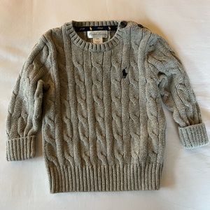 Ralph Lauren Boys Gray Cable Knit Sweater. Size 12 Months.